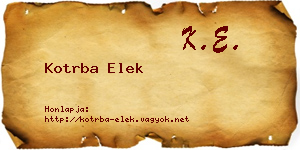 Kotrba Elek névjegykártya